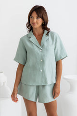 Harlow 100% Linen Set - Sage