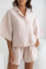 Piper 100% Linen Set - Light Pink