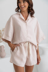 Piper 100% Linen Set - Light Pink